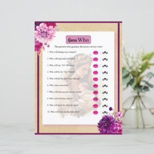 Purple Boho Baby Shower Guess Who Game