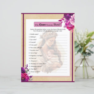 Purple Boho Baby Shower Who Knows Mummy Game