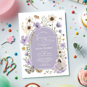 Purple Boho Fairy Wildflower Girl Baby Shower Invitation