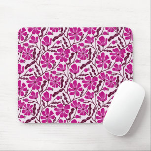 Purple Boho Floral Pattern Mouse Mat