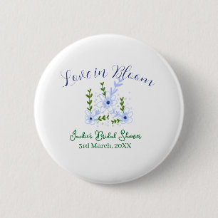 Purple boho love in Bloom bridal shower name retro 6 Cm Round Badge