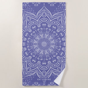 Purple Boho Mandala Elegant Modern Personalised Beach Towel