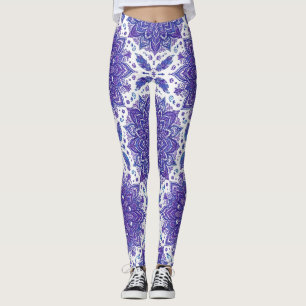 Purple Boho Mandala Floral Pattern Leggings