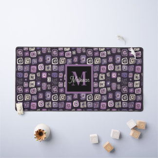 Purple Boho Monogram Name  Desk Mat