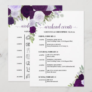 Purple Boho Roses Wedding Events & Timeline Programme
