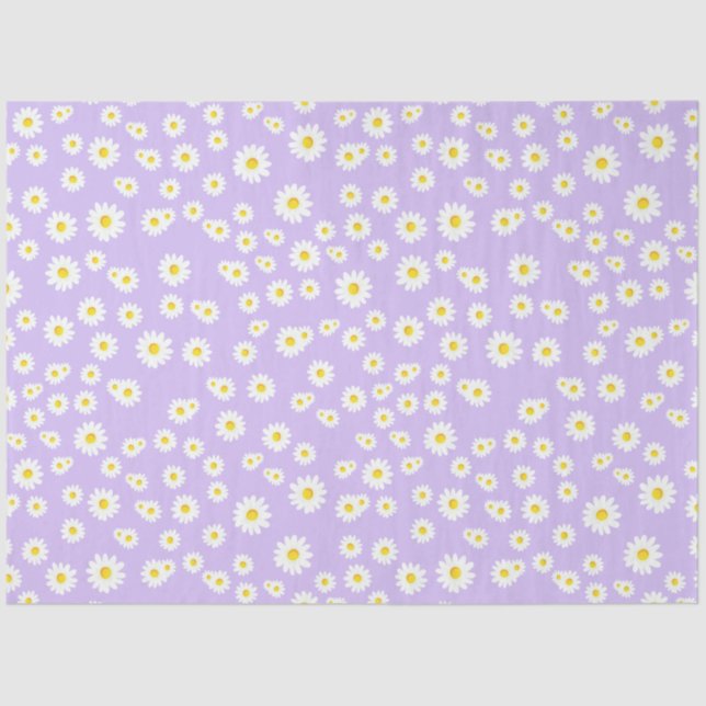 Purple Boho Spring Daisies Pattern Tissue Paper (Front)