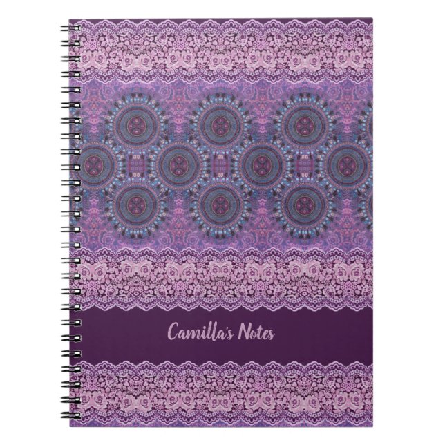 Purple Boho Style (customisable) Notebook (Front)