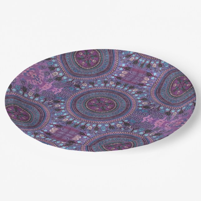 Purple Boho Style Paper Plate (Angled)