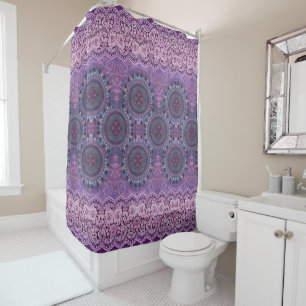 Purple Boho Style Shower Curtain