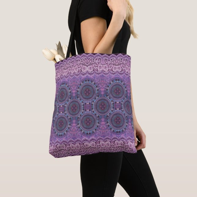 Purple Boho Style Tote Bag (Close Up)