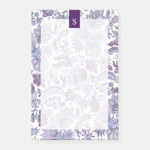 Purple Boho Vintage Floral Monogram Post-it Notes
