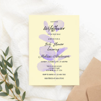 Purple Boho Wildflower Baby Shower Invitation 
