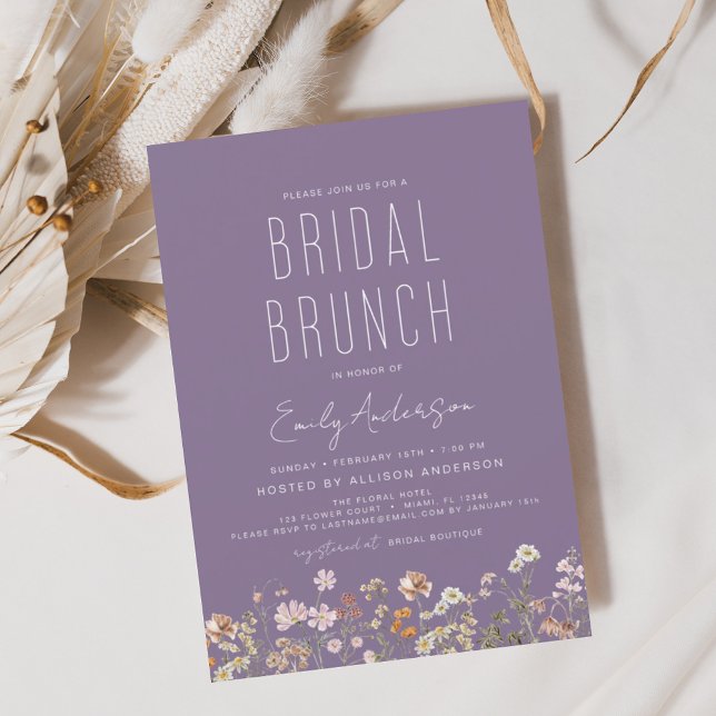 Purple Boho Wildflower Bridal Brunch Shower Invitation (Creator Uploaded)
