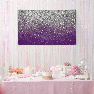 Purple Bokeh Backdrop Birthday Backdrop Silver  Banner