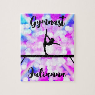 Purple Bokeh Blast Gymnastics Beam Personalized  Jigsaw Puzzle