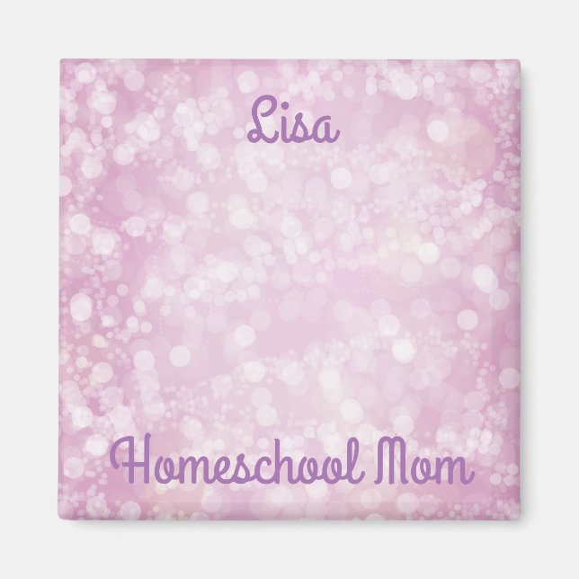 Purple Bokeh Homeschool Mum Magnet (Front)
