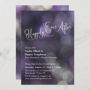 Purple Bokeh Light "Happily Ever After" Typography Invitation
