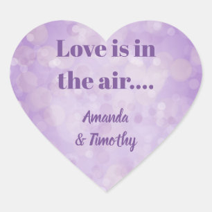 Purple Bokeh Love is in the air couple Heart Sticker