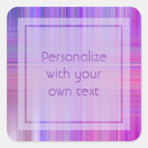 Purple Bokeh Plaid Custom Text Square Sticker