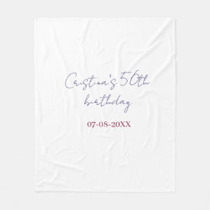 purple bold 50 birthday anniversary add name date  fleece blanket