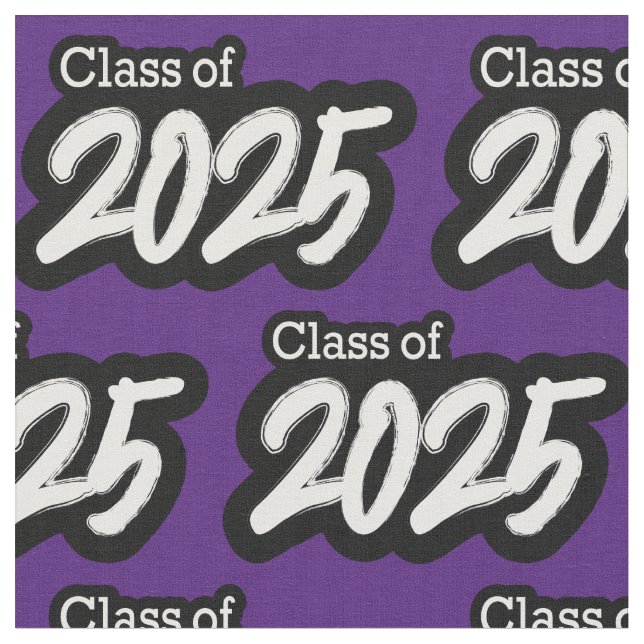 Purple Bold Brush Class of 2025 Fabric (Close Up)