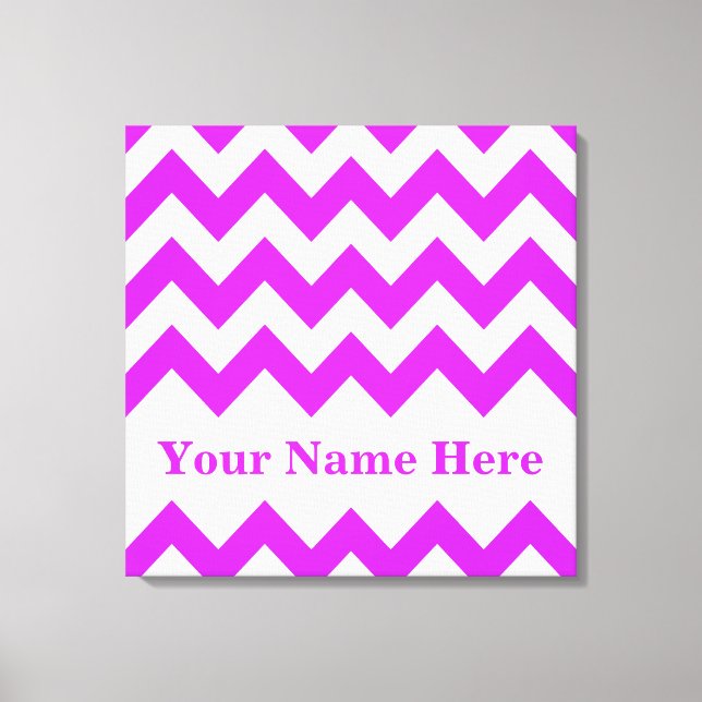 Purple Bold Chevron with name at Emporio Moffa Canvas Print (Front)