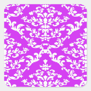 Purple Bold Damask at Emporiomoffa Square Sticker