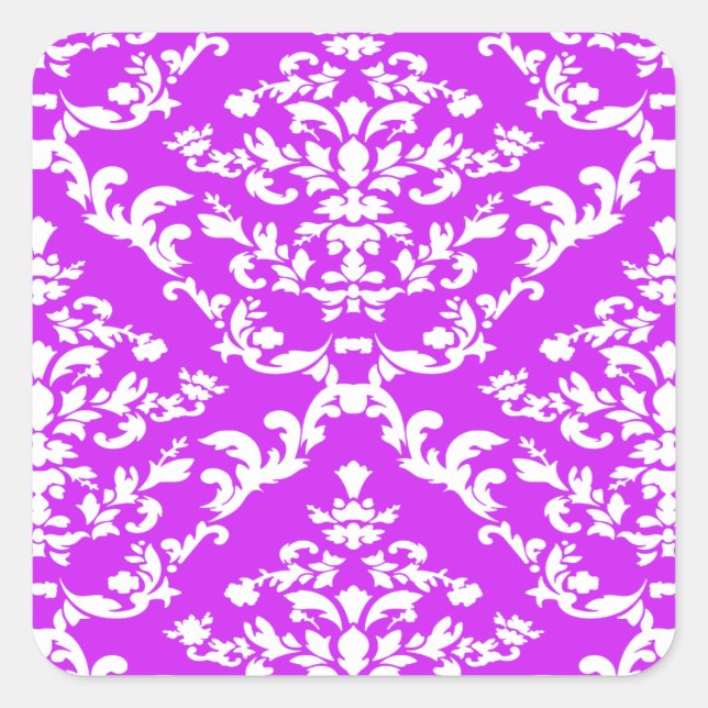 Purple Bold Damask at Emporiomoffa Square Sticker (Front)