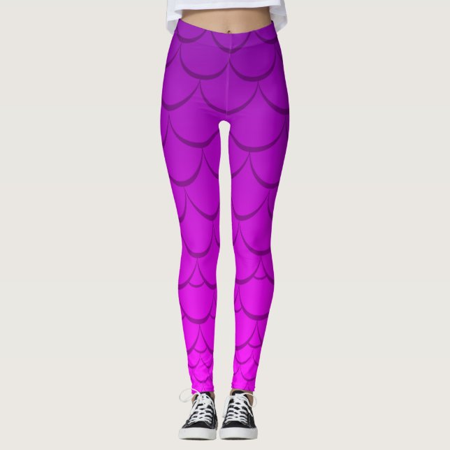 Purple (Bold/Fade) Mermaid Scale Leggings (Front)