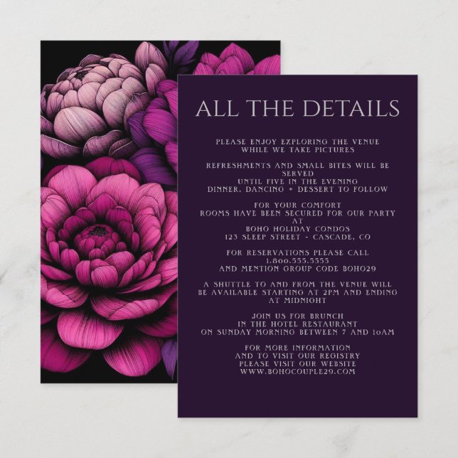 Purple Bold Floral Enclosure Card (Front/Back)