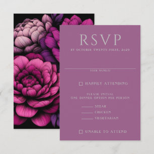 Purple Bold Floral RSVP Card