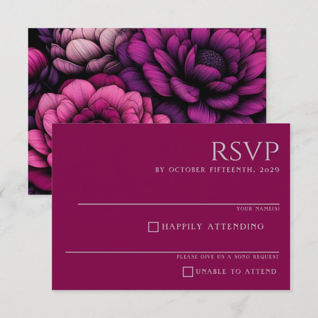 Purple Bold Floral RSVP Card (Front/Back)