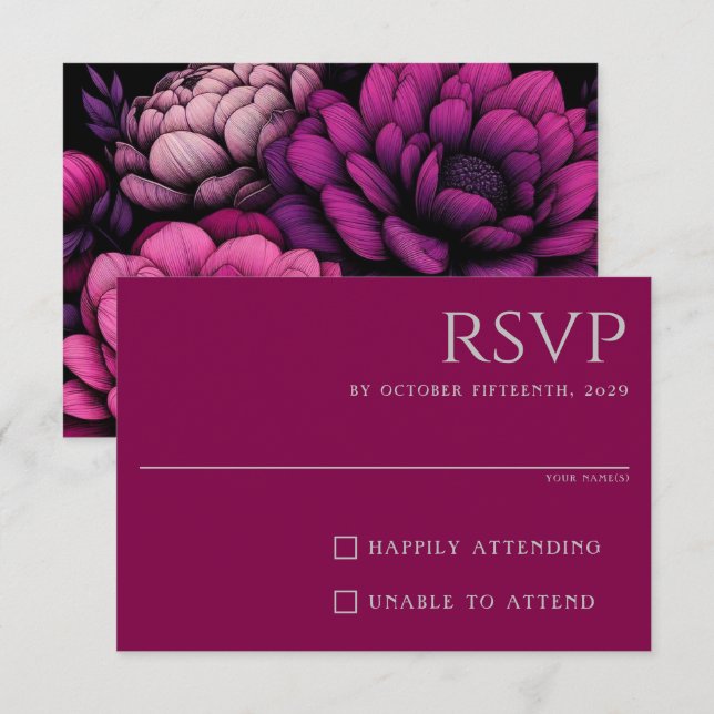 Purple Bold Floral RSVP Card (Front/Back)