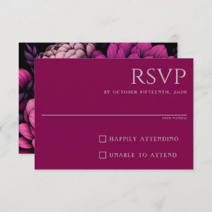 Purple Bold Floral RSVP Card