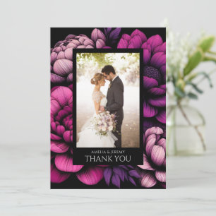 Purple Bold Floral Thank You Card