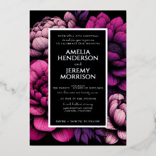 Purple Bold Floral with Details Foil Invitation