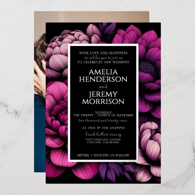 Purple Bold Floral with Photo (Front/Back)