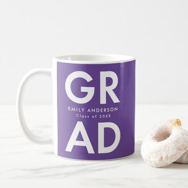 Purple | Bold Grad Graduation Coffee Mug (With Donut)