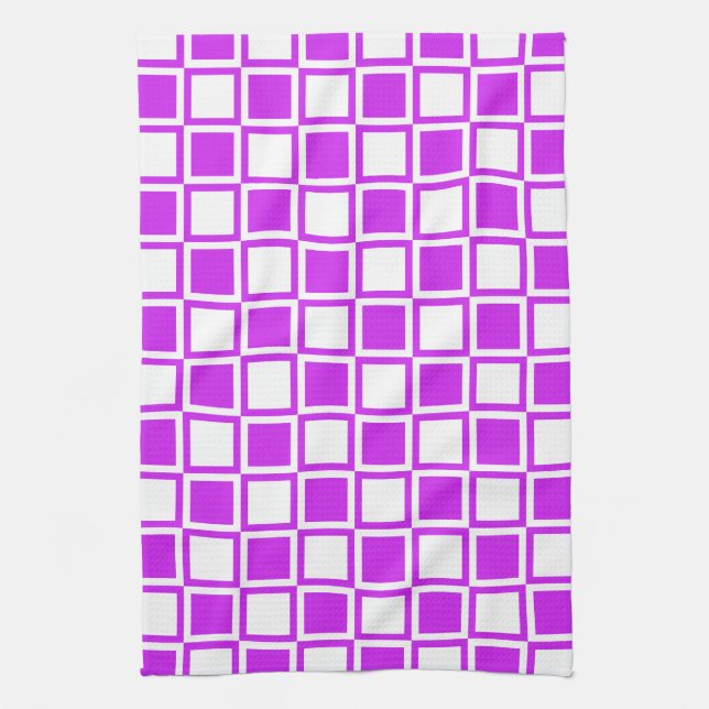Purple Bold Mod Squares Tea Towel (Vertical)