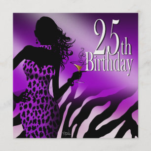 Purple Bombshell Leopard Zebra metallic ice black Invitation