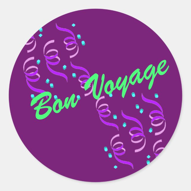 Purple Bon Voyage P3S Classic Round Sticker (Front)