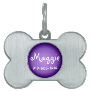 Purple Bone Shaped Customisable Name Dog Tag