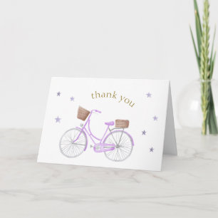 Purple Bonjour Bébé Star Bicycle Baby Shower Thank You Card