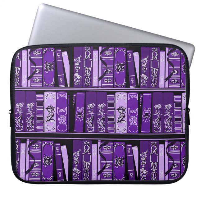 Purple Book Shelves Vintage Books Laptop Sleeve (Front)