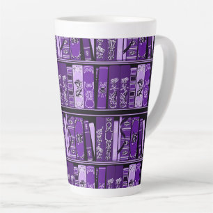 Purple Book Shelves Vintage Books  Latte Mug