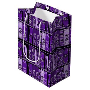 Purple Book Shelves Vintage Books Medium Gift Bag