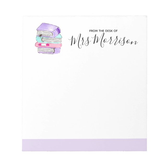 Purple book teacher gift note pad (Front)