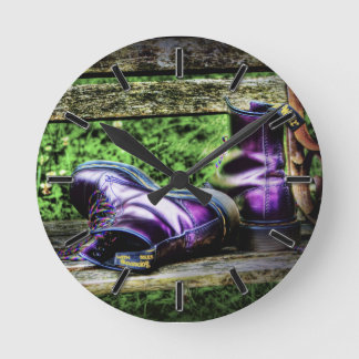 Purple Boots (HDR) wall clock