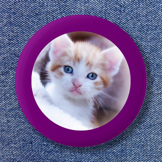 Purple Border Family Photo 6 Cm Round Badge (Purple Frame Button)