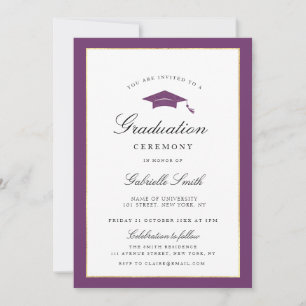 purple border graduation ceremony invitation